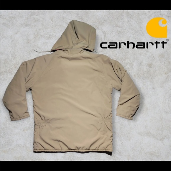Vintage Carhartt Plaid Blanket Lined Work Jacket Made in USA Men's Size XL - Tan - Picture 3 of 6